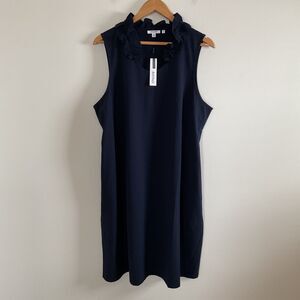 Chico’s Zenergy UPF Neema Sleeveless Ruffle Dress 3.5 US 18 Classic Navy Pockets